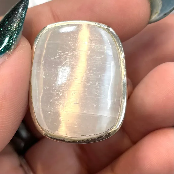 Rings Videotron Gems India Selenite SS Ring J786