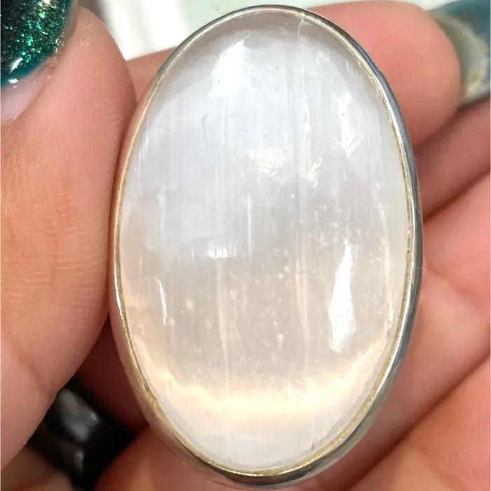 Rings Videotron Gems India Selenite SS Ring J786