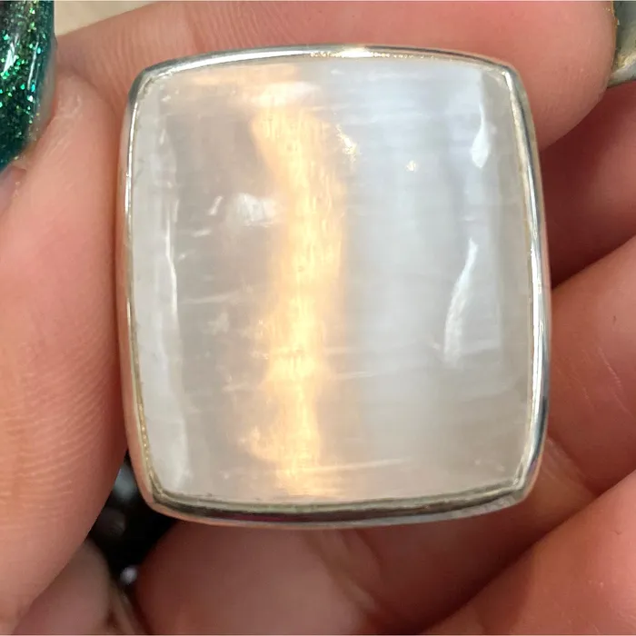 Rings Videotron Gems India Selenite SS Ring J786