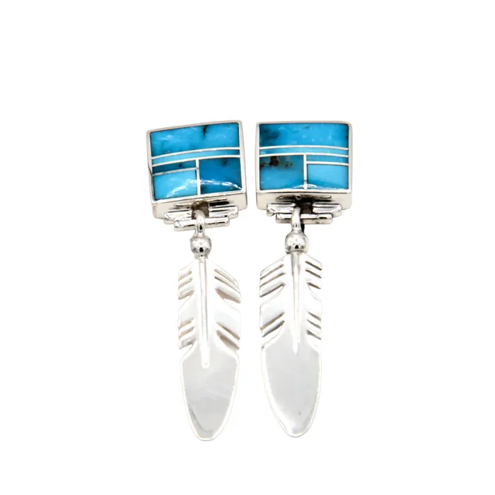 Square Inlay Feather Earrings Ray Tracey Earrings
