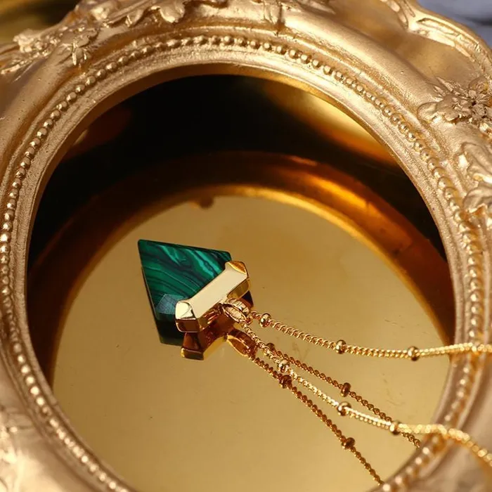 Tree of Color Necklaces Malachite Triangle Crystal Necklace