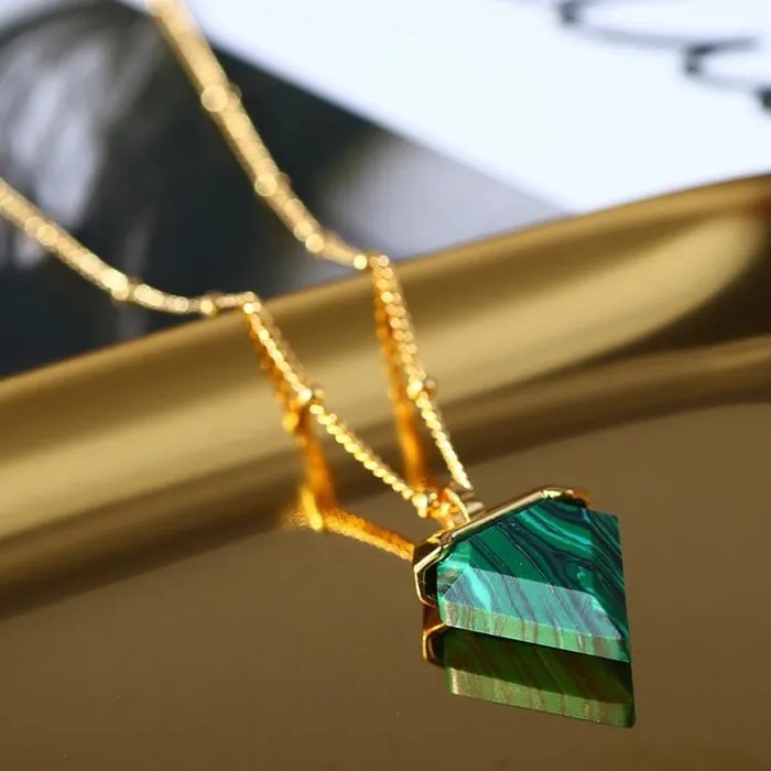 Tree of Color Necklaces Malachite Triangle Crystal Necklace