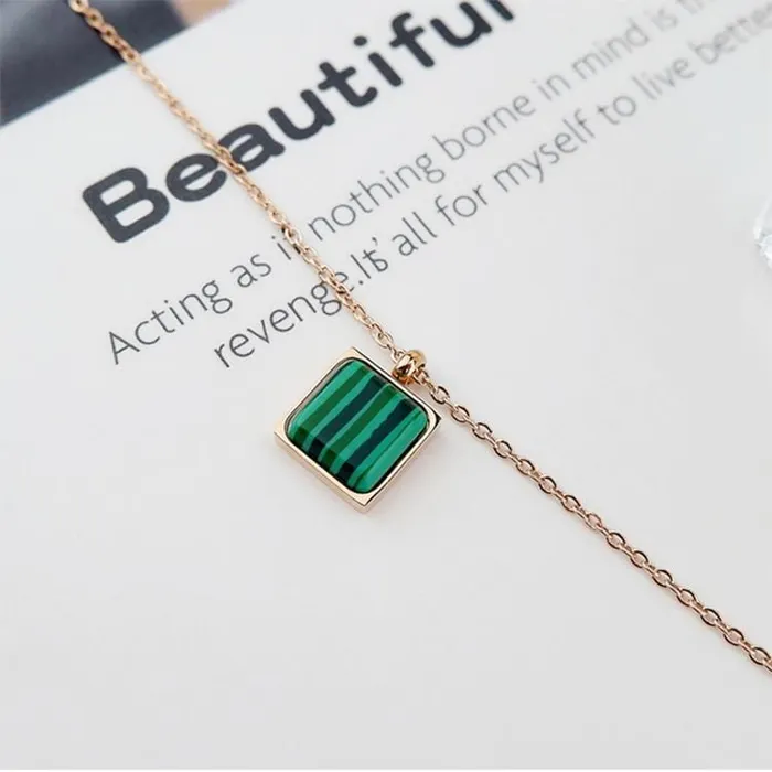 Tree of Color Rose Gold Malachite Crystal Necklace Necklaces