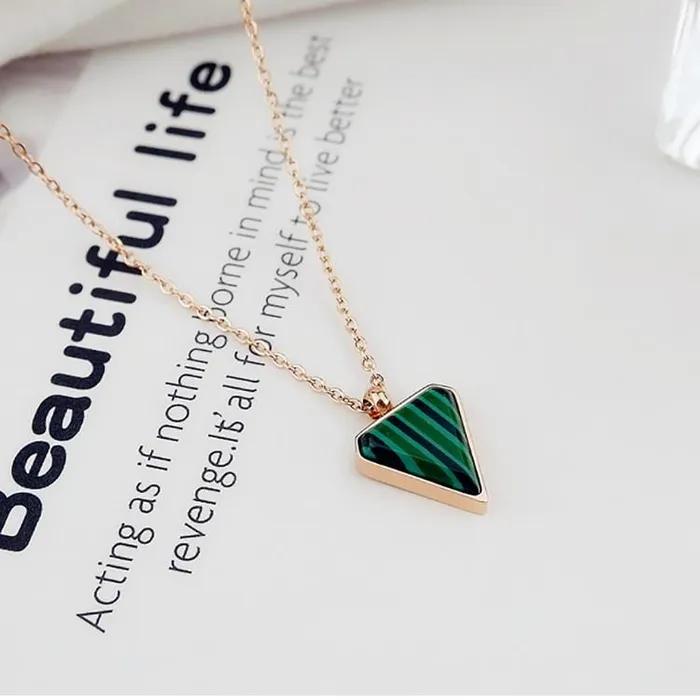 Tree of Color Rose Gold Malachite Crystal Necklace Necklaces