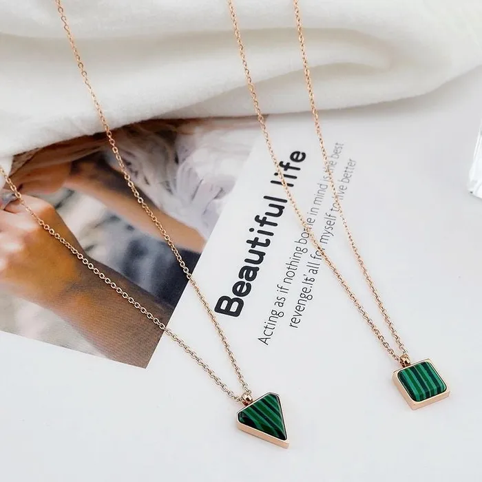 Tree of Color Rose Gold Malachite Crystal Necklace Necklaces