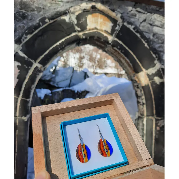Vianello Nadia Murrine di Trebbi Davide Earrings Murano glass dropshaped Multicolor Blue earrings Inglesina