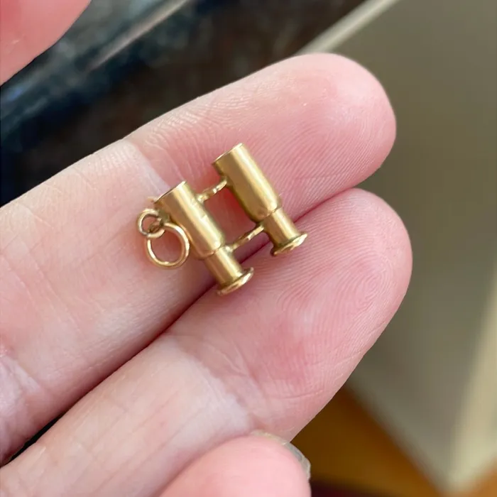 Vintage Paris Jewelry Binoculars Charm Pendant 10k Gold Articulated Vintage Charm Necklaces Vintage Paris Jewelry Binoculars Charm Pendant 10k Gold Articulated Vintage Charm Necklaces