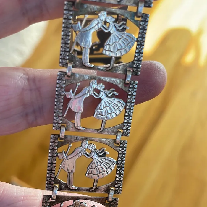 Vintage Paris Jewelry Bracelets Romantic Couple Bracelet Sterling Silver Antique Vintage Paris Jewelry Bracelets Romantic Couple Bracelet Sterling Silver Antique
