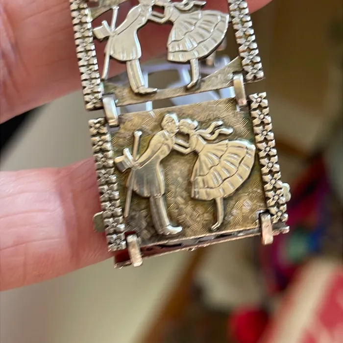 Vintage Paris Jewelry Bracelets Romantic Couple Bracelet Sterling Silver Antique Vintage Paris Jewelry Bracelets Romantic Couple Bracelet Sterling Silver Antique