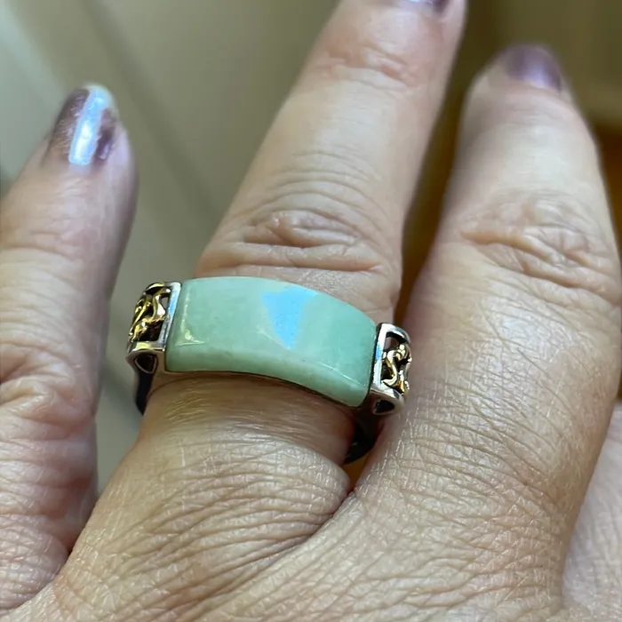 Vintage Paris Jewelry Rings Jade Saddle Ring Sterling Silver 14k Gold Vintage Vintage Paris Jewelry Rings Jade Saddle Ring Sterling Silver 14k Gold Vintage