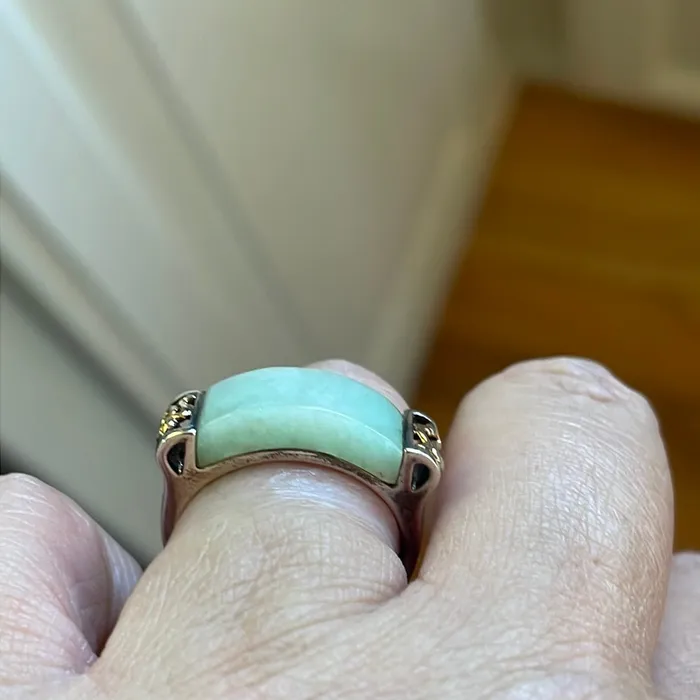Vintage Paris Jewelry Rings Jade Saddle Ring Sterling Silver 14k Gold Vintage Vintage Paris Jewelry Rings Jade Saddle Ring Sterling Silver 14k Gold Vintage