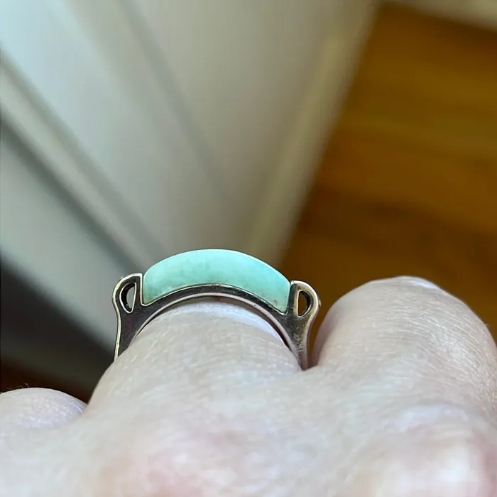 Vintage Paris Jewelry Rings Jade Saddle Ring Sterling Silver 14k Gold Vintage Vintage Paris Jewelry Rings Jade Saddle Ring Sterling Silver 14k Gold Vintage