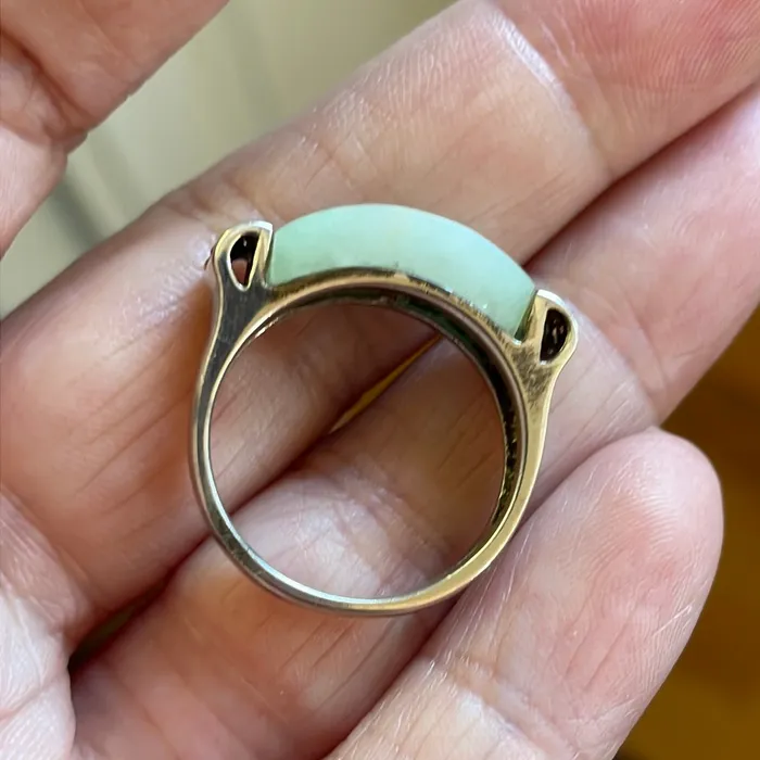Vintage Paris Jewelry Rings Jade Saddle Ring Sterling Silver 14k Gold Vintage Vintage Paris Jewelry Rings Jade Saddle Ring Sterling Silver 14k Gold Vintage