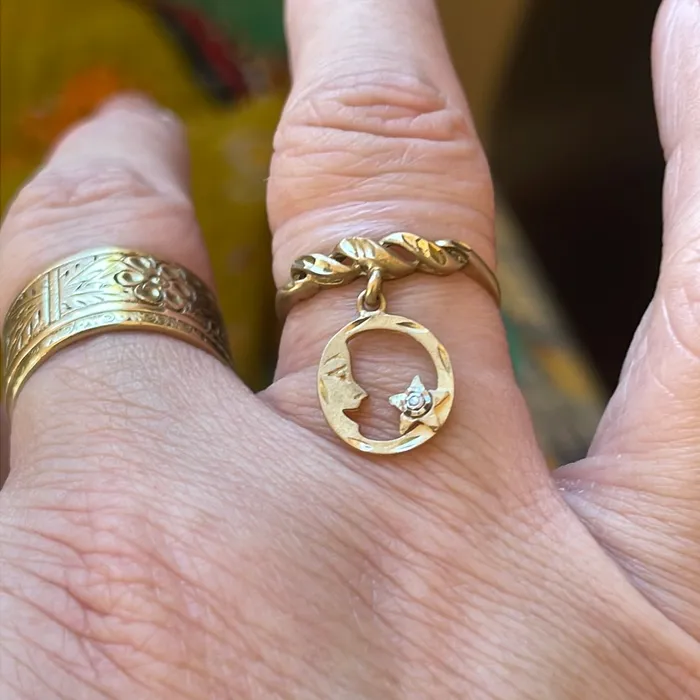 Vintage Paris Jewelry Rings Moon Star Diamond Ring 10k Gold Vintage Vintage Paris Jewelry Rings Moon Star Diamond Ring 10k Gold Vintage