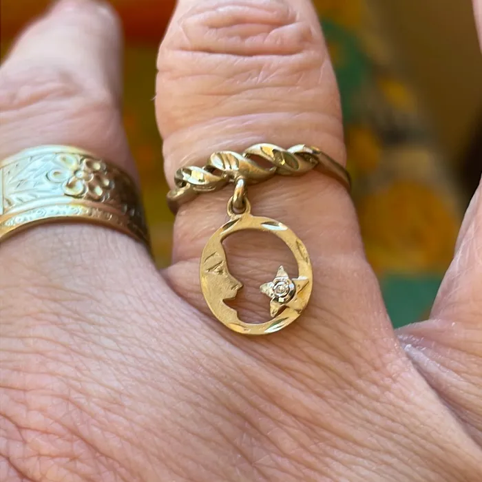 Vintage Paris Jewelry Rings Moon Star Diamond Ring 10k Gold Vintage Vintage Paris Jewelry Rings Moon Star Diamond Ring 10k Gold Vintage