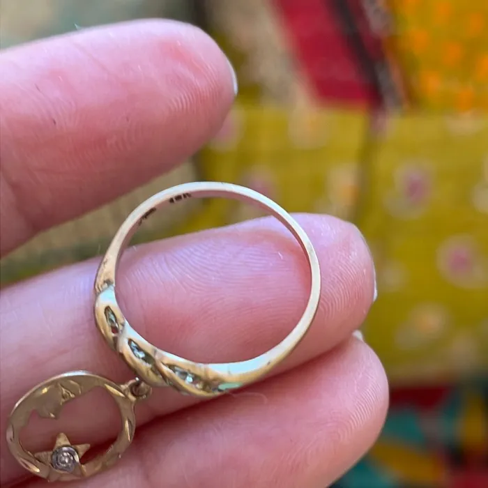 Vintage Paris Jewelry Rings Moon Star Diamond Ring 10k Gold Vintage Vintage Paris Jewelry Rings Moon Star Diamond Ring 10k Gold Vintage