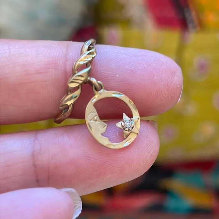 Vintage Paris Jewelry Rings Moon Star Diamond Ring 10k Gold Vintage Vintage Paris Jewelry Rings Moon Star Diamond Ring 10k Gold Vintage