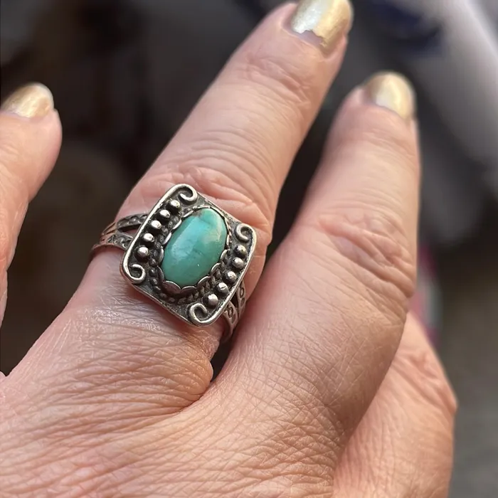 Vintage Paris Jewelry Rings Turquoise Ring Ornate Sterling Silver Harvey Era Vintage Vintage Paris Jewelry Rings Turquoise Ring Ornate Sterling Silver Harvey Era Vintage