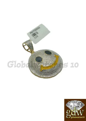 10k Gold Men Pendant Smiley Face Sign Charm Pendant With Real Diamond Happy Gold and Diamond Necklaces