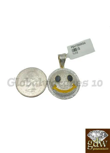 10k Gold Men Pendant Smiley Face Sign Charm Pendant With Real Diamond Happy Gold and Diamond Necklaces