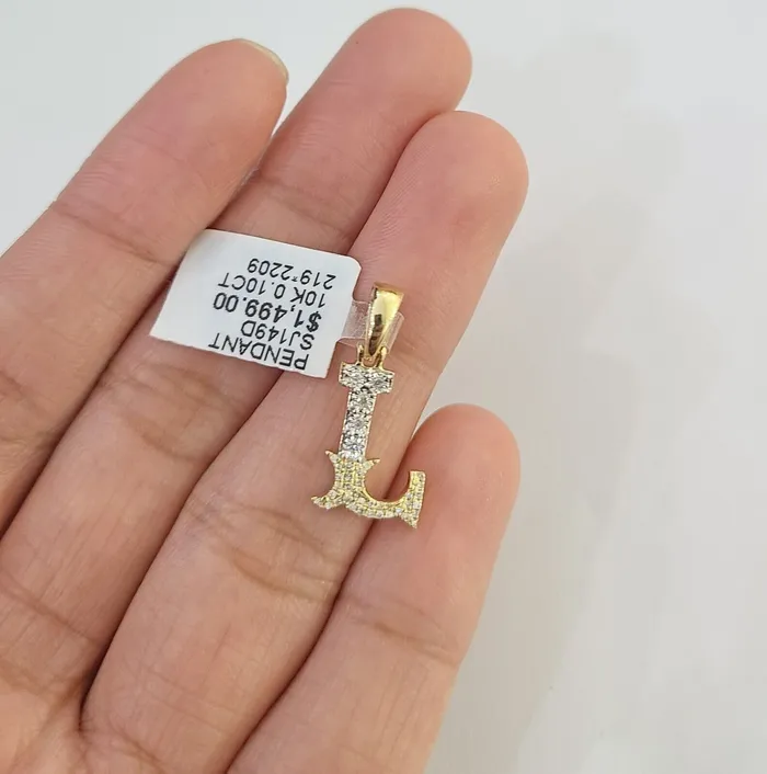 10k Real Yellow Gold Genuine Diamond Initial AZ Alphabet Charm Letters Pendent Gold and Diamond Charm Necklaces