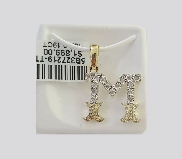10k Real Yellow Gold Genuine Diamond Initial AZ Alphabet Charm Letters Pendent Gold and Diamond Charm Necklaces