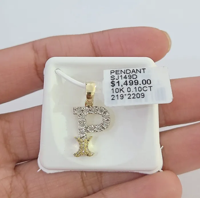 10k Real Yellow Gold Genuine Diamond Initial AZ Alphabet Charm Letters Pendent Gold and Diamond Charm Necklaces
