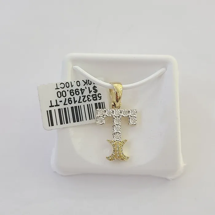 10k Real Yellow Gold Genuine Diamond Initial AZ Alphabet Charm Letters Pendent Gold and Diamond Charm Necklaces