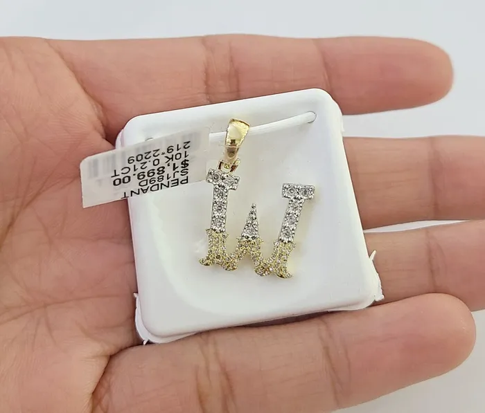 10k Real Yellow Gold Genuine Diamond Initial AZ Alphabet Charm Letters Pendent Gold and Diamond Charm Necklaces