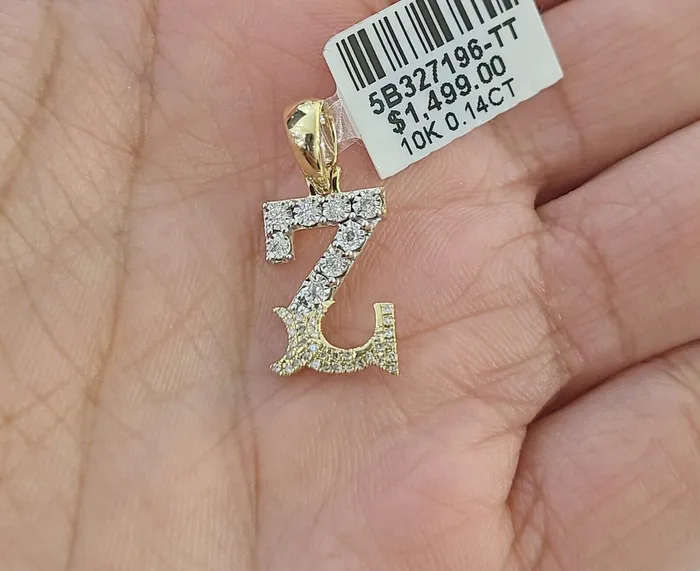 10k Real Yellow Gold Genuine Diamond Initial AZ Alphabet Charm Letters Pendent Gold and Diamond Charm Necklaces