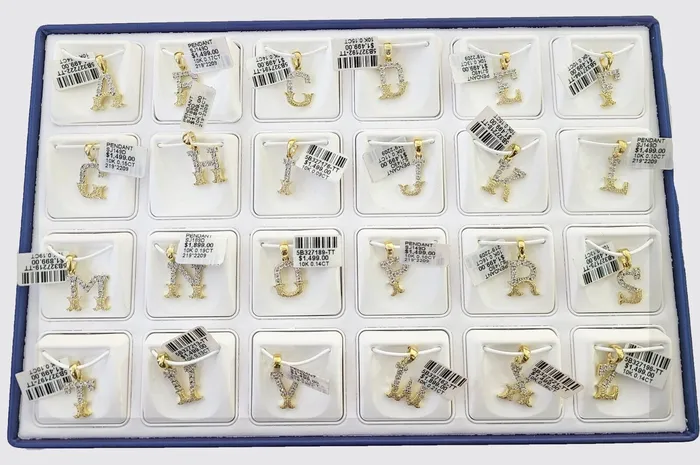 10k Real Yellow Gold Genuine Diamond Initial AZ Alphabet Charm Letters Pendent Gold and Diamond Charm Necklaces