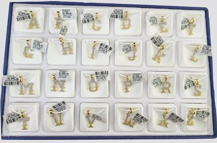 10k Real Yellow Gold Genuine Diamond Initial AZ Alphabet Charm Letters Pendent Gold and Diamond Charm Necklaces
