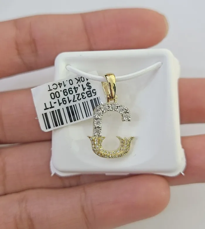 10k Real Yellow Gold Genuine Diamond Initial AZ Alphabet Charm Letters Pendent Gold and Diamond Charm Necklaces