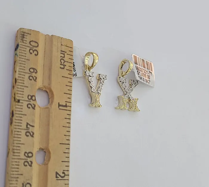 10k Real Yellow Gold Genuine Diamond Initial AZ Alphabet Charm Letters Pendent Gold and Diamond Charm Necklaces