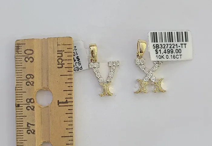 10k Real Yellow Gold Genuine Diamond Initial AZ Alphabet Charm Letters Pendent Gold and Diamond Charm Necklaces