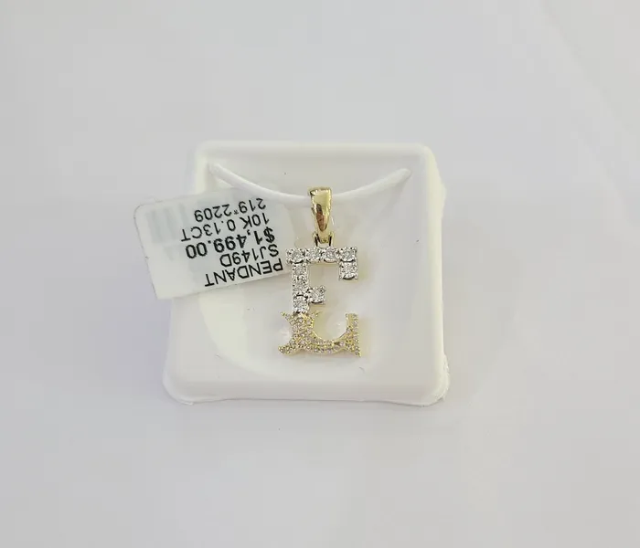 10k Real Yellow Gold Genuine Diamond Initial AZ Alphabet Charm Letters Pendent Gold and Diamond Charm Necklaces