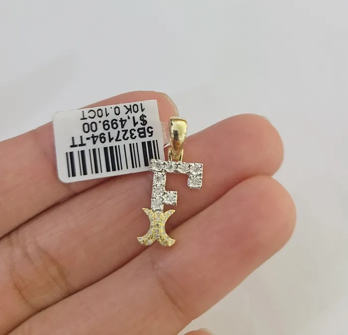 10k Real Yellow Gold Genuine Diamond Initial AZ Alphabet Charm Letters Pendent Gold and Diamond Charm Necklaces