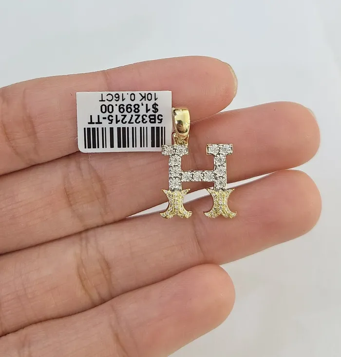 10k Real Yellow Gold Genuine Diamond Initial AZ Alphabet Charm Letters Pendent Gold and Diamond Charm Necklaces