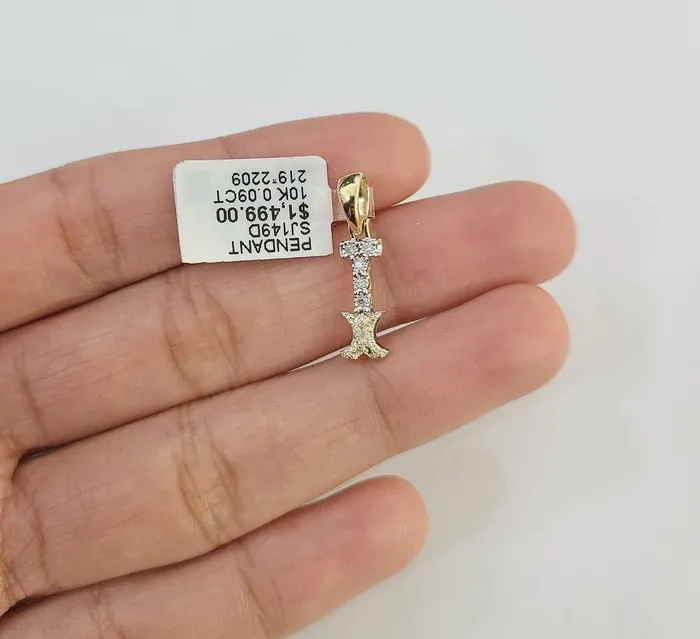 10k Real Yellow Gold Genuine Diamond Initial AZ Alphabet Charm Letters Pendent Gold and Diamond Charm Necklaces