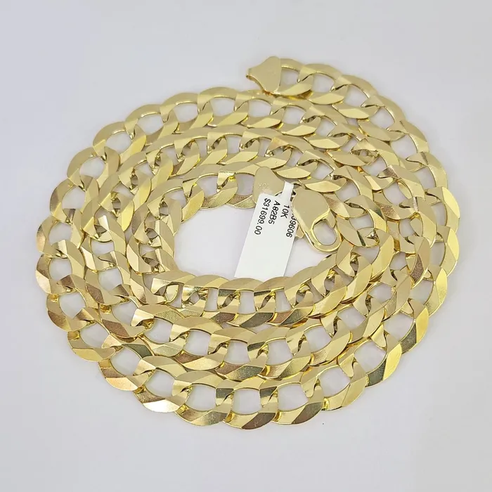 10k Solid Gold Cuban Curb Link Chain 12mm 28 Real Yellow Gold Real Necklace Gold and Diamond Necklaces
