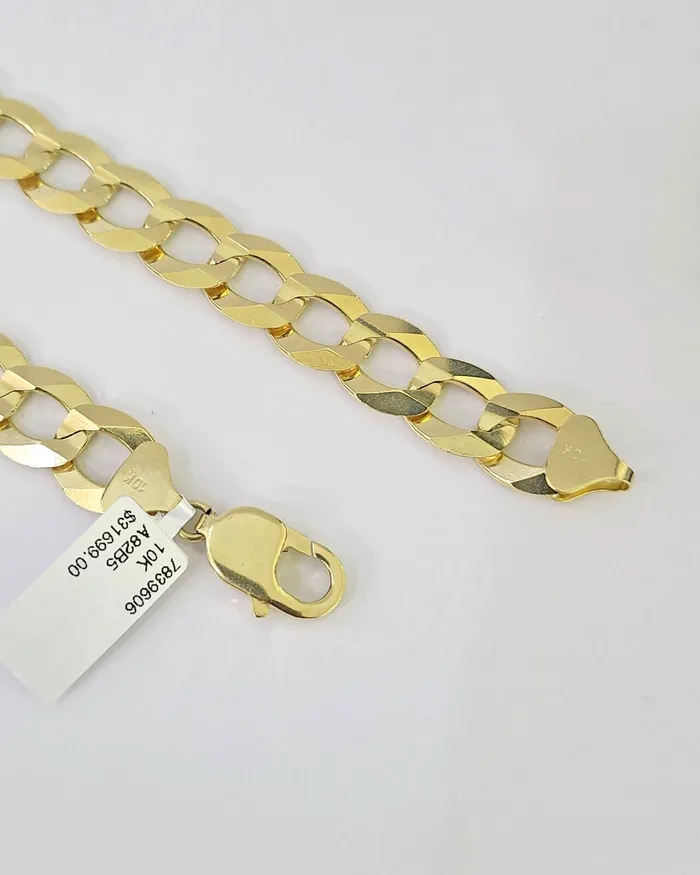10k Solid Gold Cuban Curb Link Chain 12mm 28 Real Yellow Gold Real Necklace Gold and Diamond Necklaces
