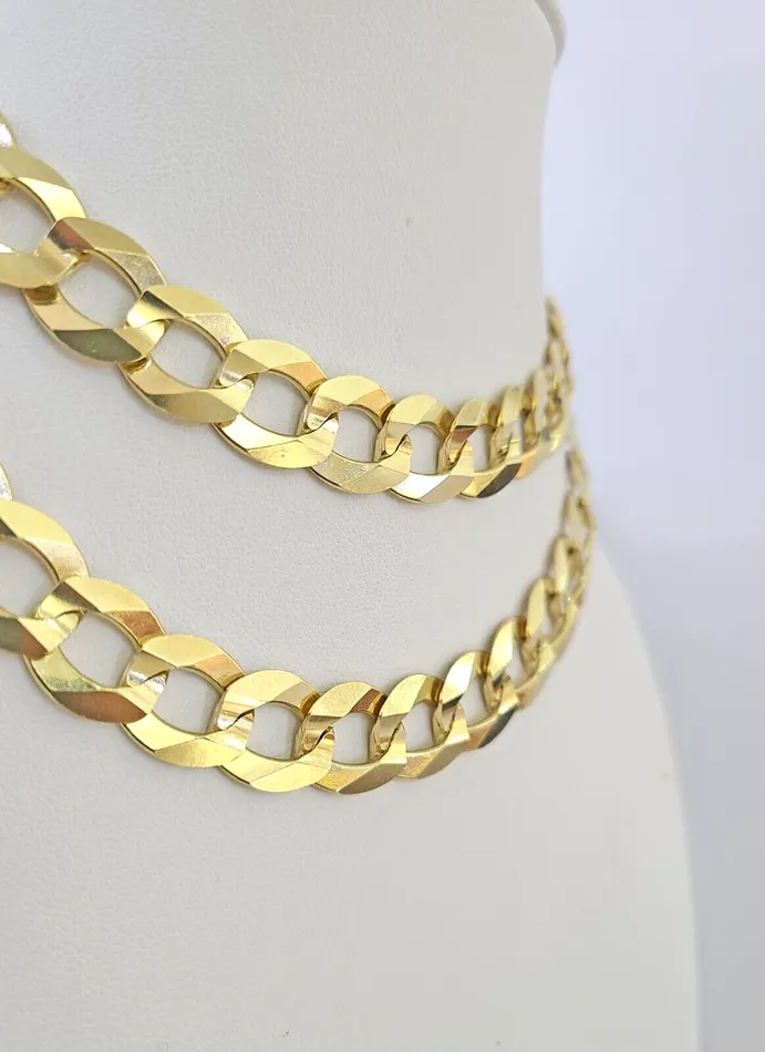 10k Solid Gold Cuban Curb Link Chain 12mm 28 Real Yellow Gold Real Necklace Gold and Diamond Necklaces