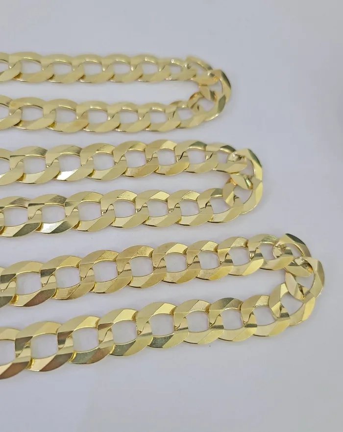 10k Solid Gold Cuban Curb Link Chain 12mm 28 Real Yellow Gold Real Necklace Gold and Diamond Necklaces