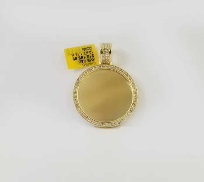 10k Yellow Gold Memory Pendant Charm 081CT 2Inch10kt Real Round Diamond Gold and Diamond Charm Necklaces 10k Yellow Gold Memory Pendant Charm 081CT 2Inch10kt Real Round Diamond Gold and Diamond Charm Necklaces