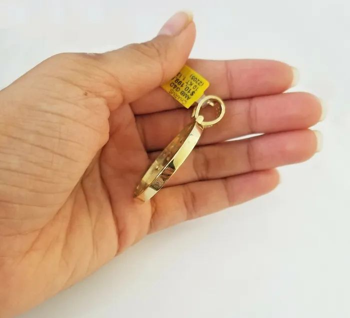 10k Yellow Gold Memory Pendant Charm 081CT 2Inch10kt Real Round Diamond Gold and Diamond Charm Necklaces
