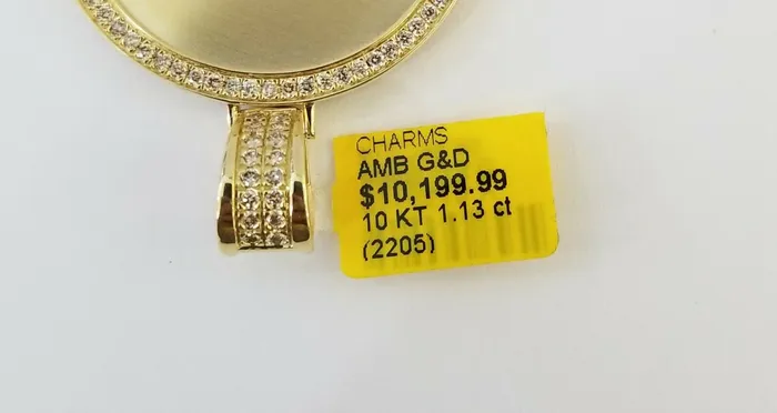 10k Yellow Gold Memory Pendant Charm 081CT 2Inch10kt Real Round Diamond Gold and Diamond Charm Necklaces