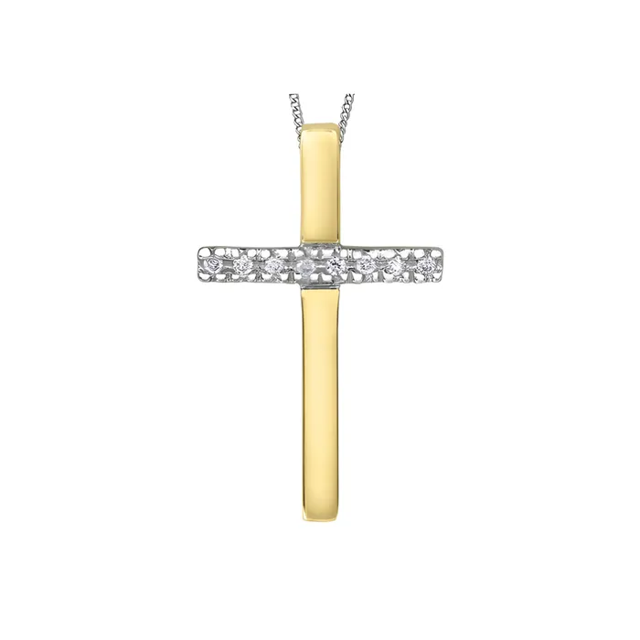 10kt Yellow and White Gold Diamond Cross Pendant Forever Jewellery Necklaces 10kt Yellow and White Gold Diamond Cross Pendant Forever Jewellery Necklaces
