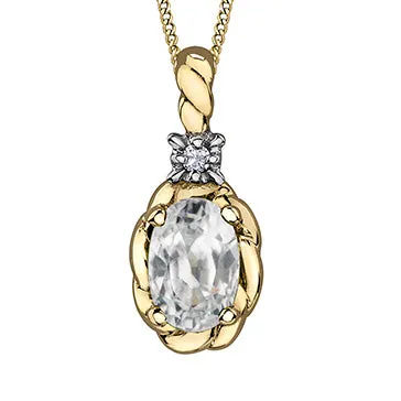 10kt Yellow Gold Oval White Topaz Pendant Independent Jewellers Necklaces