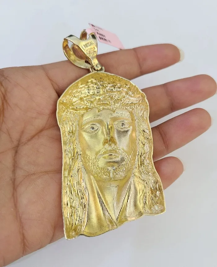 14k Figaro Chain Jesus Head Charm Pendant Gold 7mm 2030 inch SET Necklace Gold and Diamond Necklaces