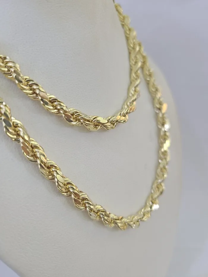 14k Real Rope Chain Yellow Gold 6mm 1828 Inch Men Women Genuine Necklace Gold and Diamond Necklaces 14k Real Rope Chain Yellow Gold 6mm 1828 Inch Men Women Genuine Necklace Gold and Diamond Necklaces